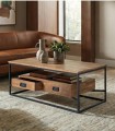 Mesa De Centro Industrial De Madera Con Estructura Metálica Y Cajones Rohan