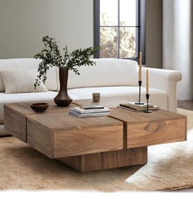 Mesa de centro moderna de madera de acacia Lois