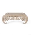 Mesa De Centro De Madera De Mango Maciza Tallada A Mano En Blanco Decapé Valdorian
