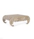 Mesa De Centro De Madera De Mango Maciza Tallada A Mano En Blanco Decapé Valdorian, lateral