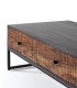 Mesa De Centro Con Cajones De Madera Y Estructura Metálica Negra Estilo Industrial Moderno Luminara, lateral