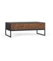 Mesa De Centro Con Cajones De Madera Y Estructura Metálica Negra Estilo Industrial Moderno Luminara