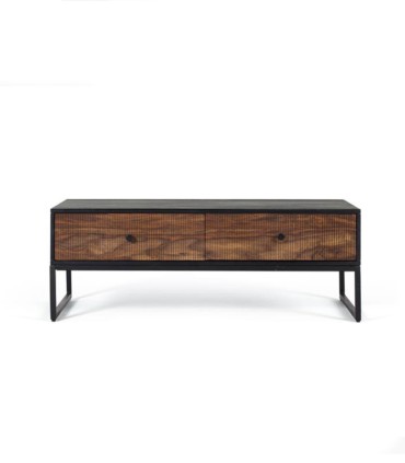 Mesa De Centro Con Cajones De Madera Y Estructura Metálica Negra Estilo Industrial Moderno Luminara, frentes