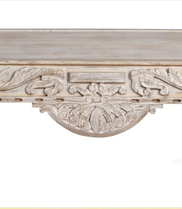 Mesa de Centro Tallada Estilo Vintage Provenzal en Madera Natural Fierro, detalles
