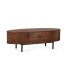 Mesa de Centro Ovalada con Cajón en Madera de Acacia y Patas Metálicas Castrel, lado