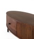 Mesa de Centro Ovalada con Cajón en Madera de Acacia y Patas Metálicas Castrel, perfil
