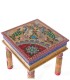 Mesa de Centro Cuadrada Pintada a Mano en Madera de Mango Estilo Étnico Quenel, arriba