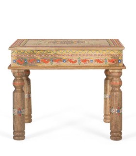 Mesa de Centro de Madera de Mango Pintada a Mano Leocadio, frente