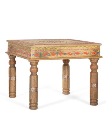 Mesa de Centro de Madera de Mango Pintada a Mano Leocadio, perfil