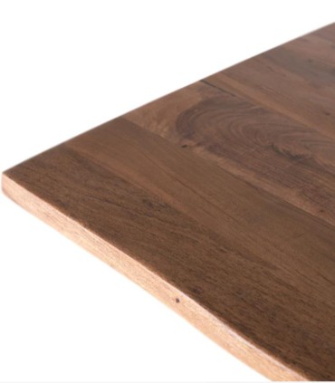 Mesa de Comedor Industrial de Madera Maciza con Patas Negras Ramiro, tapa
