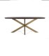 Mesa de Comedor Ovalada de Madera de Acacia con Patas Doradas de Diseño Moderno Alaric, frente