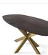Mesa de Comedor Ovalada de Madera de Acacia con Patas Doradas de Diseño Moderno Alaric, detalle