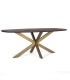 Mesa de Comedor Ovalada de Madera de Acacia con Patas Doradas de Diseño Moderno Alaric, perfil