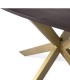 Mesa de Comedor Ovalada de Madera de Acacia con Patas Doradas de Diseño Moderno Alaric, patas