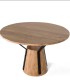 Mesa De Comedor Redonda De Madera De Mango Natural Con Base Industrial Metálica Dravok, arriba