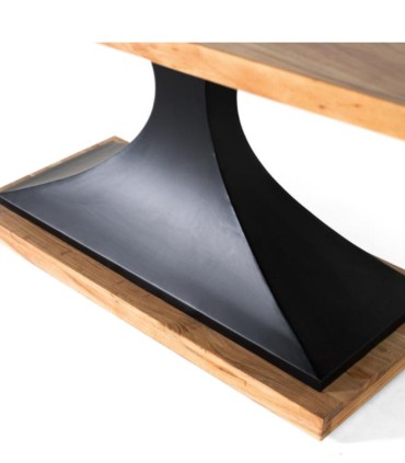 Mesa De Comedor De Madera De Acacia Con Base Metálica Negra Velkan, pie