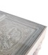 Mesa De Comedor Rectangular De Madera De Mango Tallada A Mano Con Cristal Protector Althior, cristal