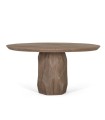 Mesa de Comedor Redonda de Madera Maciza de Mango Natural con Pie Central Esculpido Renata