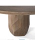 Mesa de Comedor Redonda de Madera Maciza de Mango Natural con Pie Central Esculpido Renata, detall pie