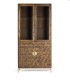 Vitrina de Madera de Mango con Puertas de Cristal y Diseño Geométrico Gaeliano, frente