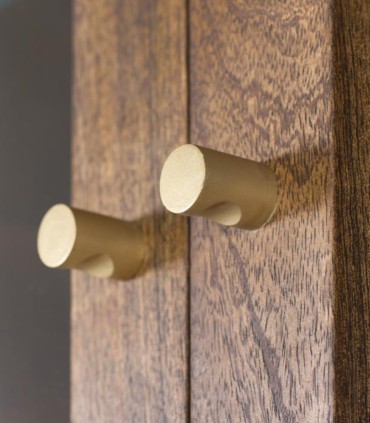 Vitrina de Madera de Mango con Puertas de Cristal y Diseño Geométrico Gaeliano, tiradores