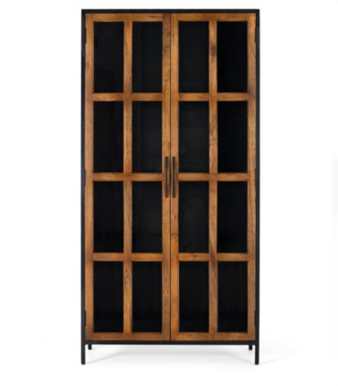Vitrina Industrial de Madera de Mango y Metal Negro Kael, frente