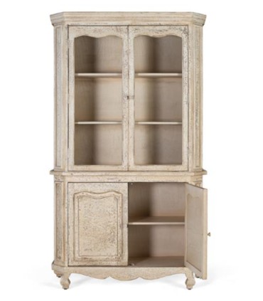 Vitrina de Madera de Mango Envejecida 4 Puertas Gael, abierta
