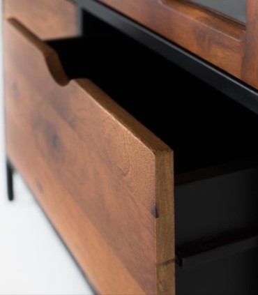 Vitrina Industrial con Cajones y Puerta de Cristal Seraphina, cajon