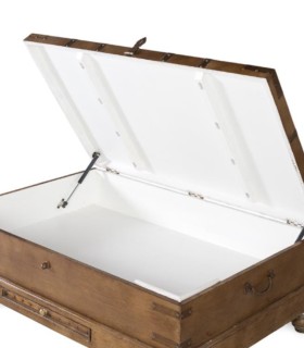 Mesa de Centro Tipo Baúl de Madera de Mango con Almacenamiento Magnus, abierto