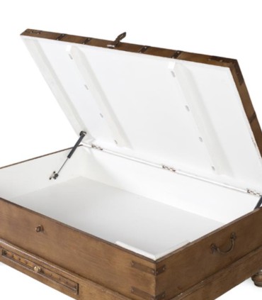 Mesa de Centro Tipo Baúl de Madera de Mango con Almacenamiento Magnus, abierto