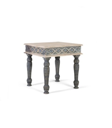Mesa de Centro de Madera de Mango Tallada Artis, lado