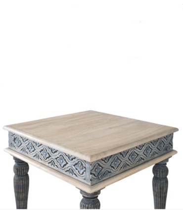 Mesa de Centro de Madera de Mango Tallada Artis, arriba