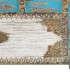 Mesa de Centro Rústica Vintage de Madera de Mango con Cristal y Detalles en Latón Azura, detalle frente