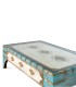 Mesa de Centro Rústica Vintage de Madera de Mango con Cristal y Detalles en Latón Azura, perfil tapa