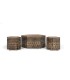 Set Mesa de Centro con 2 Taburetes Hexagonales de Madera de Mango Tallada Tribal, frente