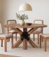 Mesa De Comedor Redonda De Madera Maciza De Acacia Y Patas Metálicas Estilo Industrial Noctis, ambiente