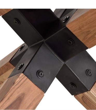 Mesa De Comedor Redonda De Madera Maciza De Acacia Y Patas Metálicas Estilo Industrial Noctis, pies