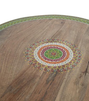 Mesa De Comedor Redonda De Madera De Mango Pintada A Mano Atelier, detalle