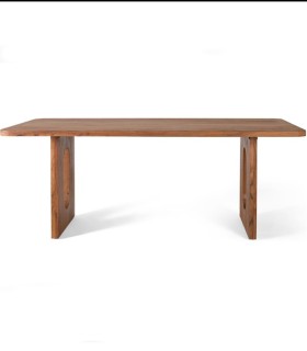 Mesa De Comedor Rectangular De Madera Maciza De Acacia Natural Valdemar, frente
