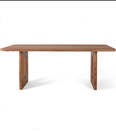 Mesa De Comedor Rectangular De Madera Maciza De Acacia Natural Valdemar, frente