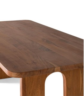 Mesa De Comedor Rectangular De Madera Maciza De Acacia Natural Valdemar, perfil