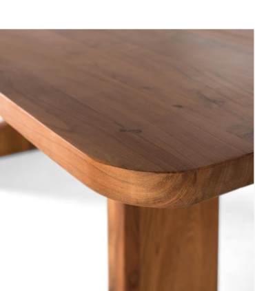 Mesa De Comedor Rectangular De Madera Maciza De Acacia Natural Valdemar, tapa