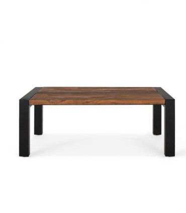 Mesa De Centro De Madera Maciza De Teka Con Estructura De Metal Torrealba