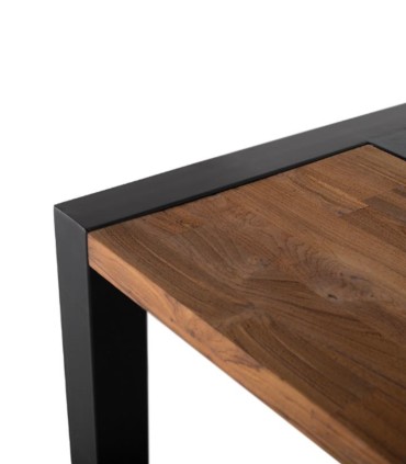 Mesa De Centro De Madera Maciza De Teka Con Estructura De Metal Torrealba, pata