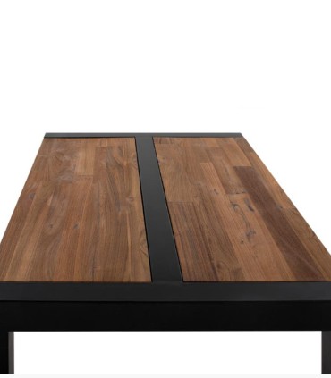 Mesa De Centro De Madera Maciza De Teka Con Estructura De Metal Torrealba, arriba