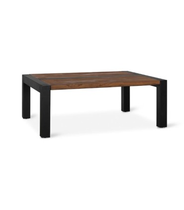Mesa De Centro De Madera Maciza De Teka Con Estructura De Metal Torrealba, lado