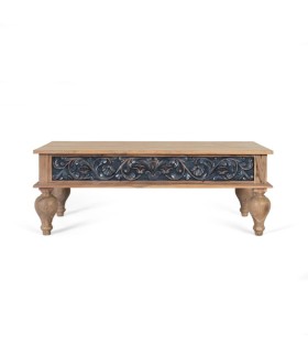 Mesa De Centro De Madera Maciza De Teca Tallada A Mano Almazul, frente
