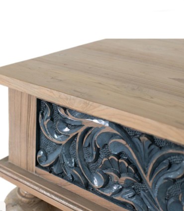 Mesa De Centro De Madera Maciza De Teca Tallada A Mano Almazul, detalle