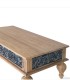 Mesa De Centro De Madera Maciza De Teca Tallada A Mano Almazul, arriba