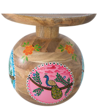 Mesa Auxiliar De Madera De Mango Pintada A Mano Xanthe, detalle